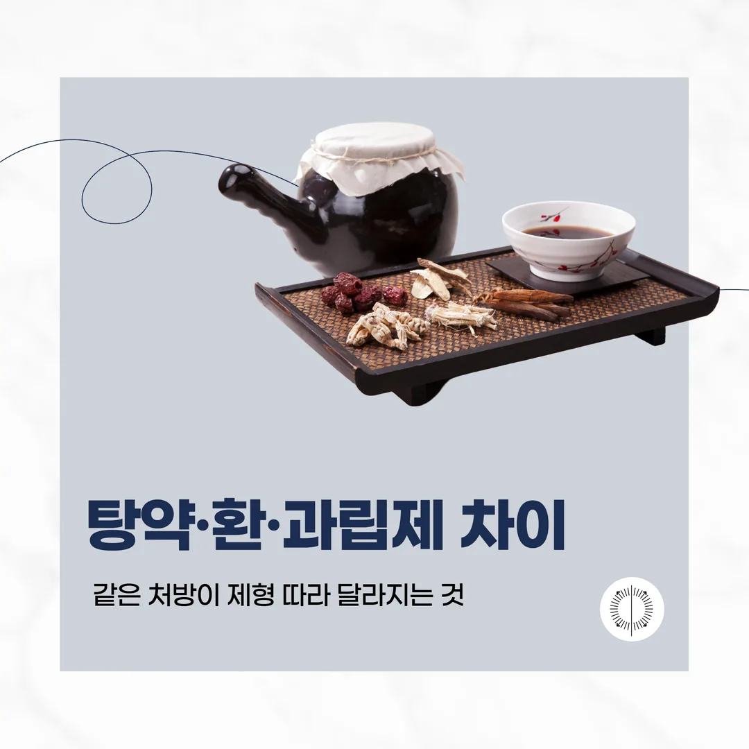 탕약·환·과립제 차이 — 같은 처방이 제형 따라 달라지는 것