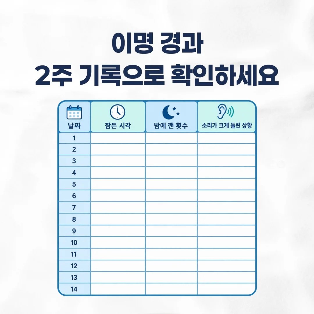이명 경과를 적는 하루 한 줄 기록 양식 예시